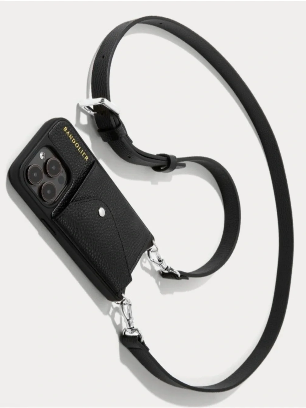 Bandolier iPhone 15 pro max Hailey crossbody phone case in black leather